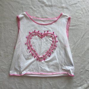 Shein cutout heart with safety pins top